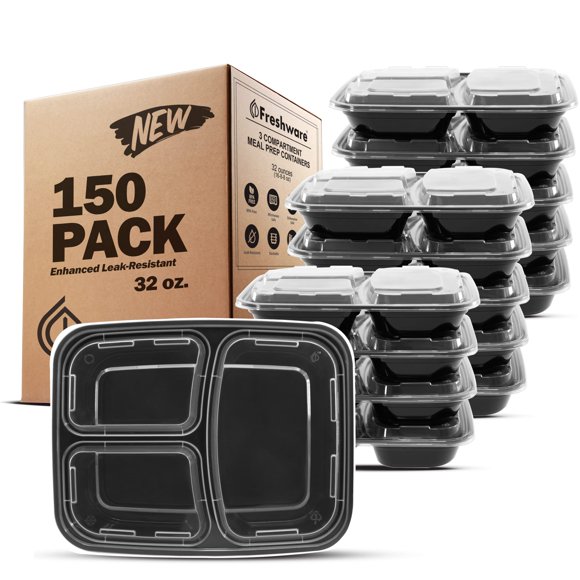 Contenedores Freshware para Preparación de Comidas – Pack de 150 (950 ml)