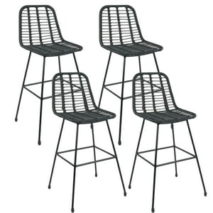 Pandalino - Pack 4 Taburete Piso Grecia Alto 75 Cm | Rattan Color Negro