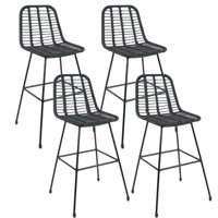 Pandalino - Pack 4 Taburete Piso Grecia Alto 75 Cm | Rattan Color Negro