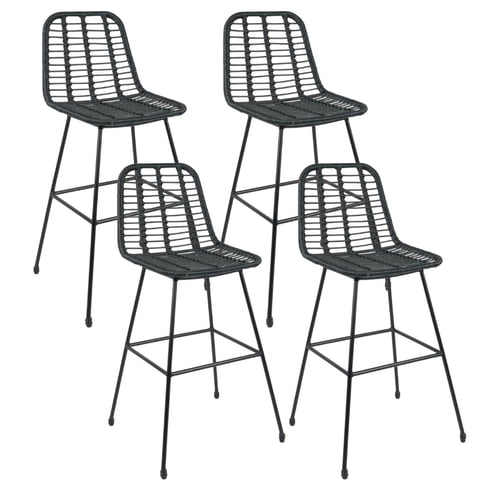 Pandalino - Pack 4 Taburete Piso Grecia Alto 75 Cm | Rattan Color Negro