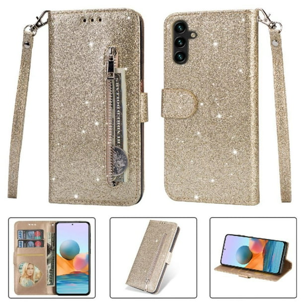 Funda para FOXDOCK Elegante funda Samsung Galaxy A13 5G/4G Glitter con cremallera-Ideal para el uso diario