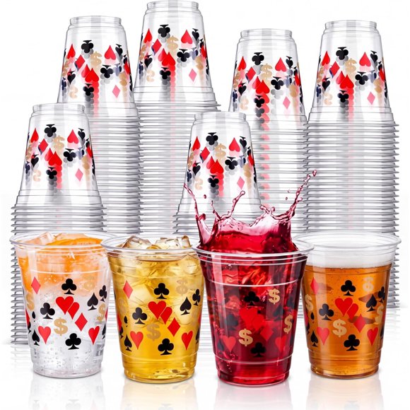 Vasos desechables Uiifan con decoración de casino