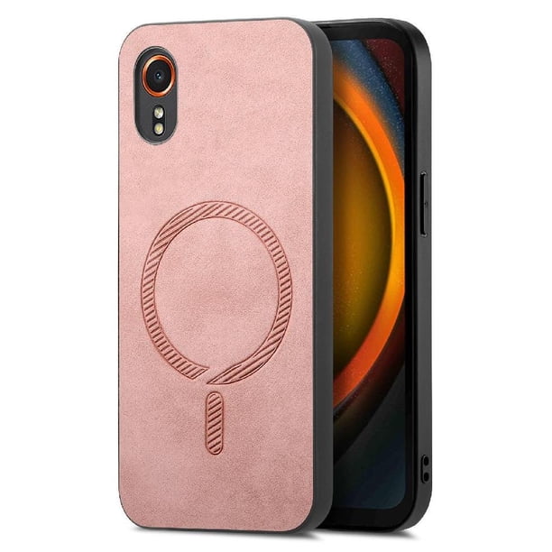 Magnetic Slim Case for Samsung Galaxy Xcover 7 with Camera Guard & Anti-Scratch Back Pink