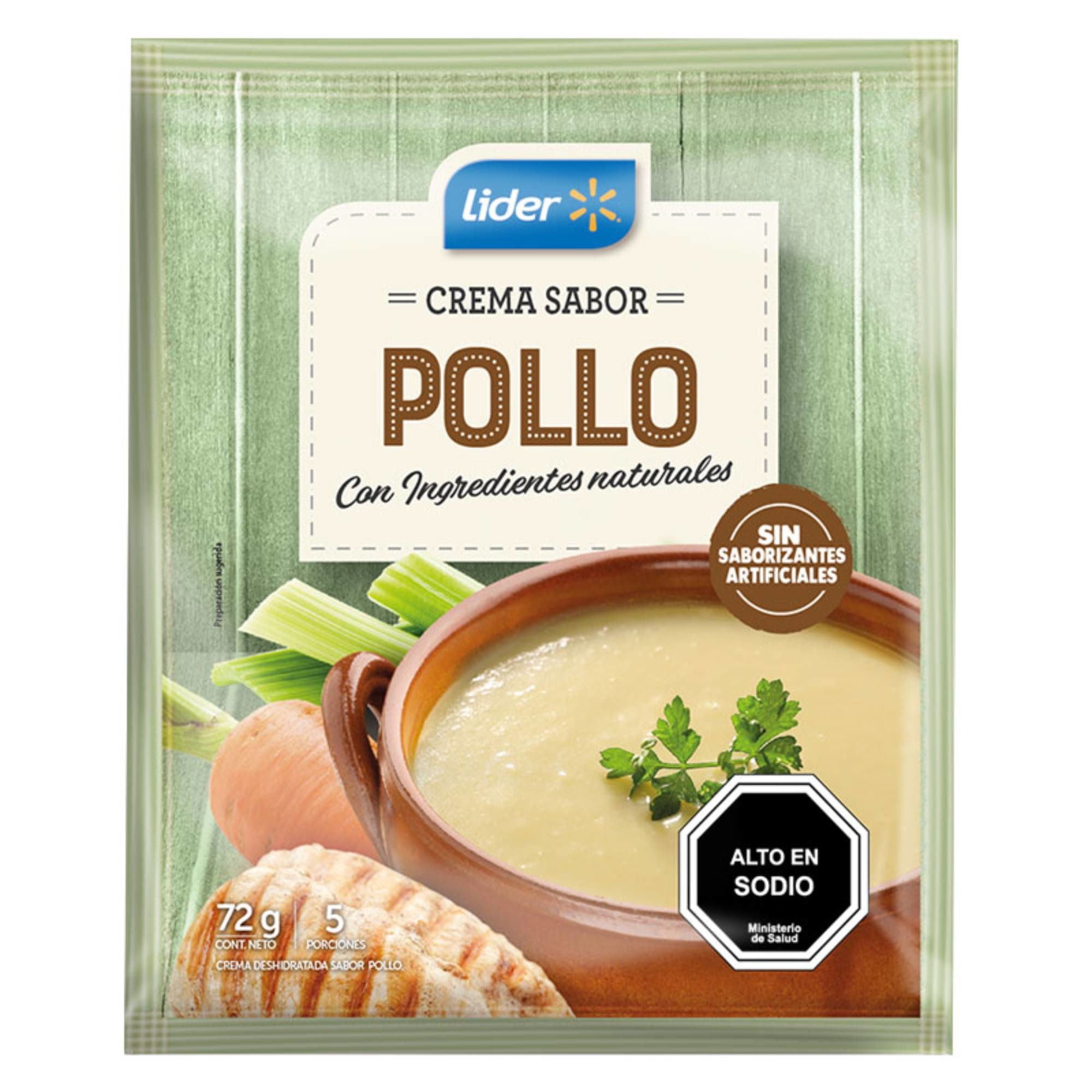 Crema Sabor Pollo (5 Porciones) Sobre 72 g Lider