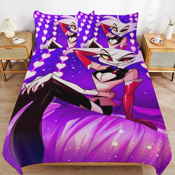Hazbin Hotel Helluva Boss Bedding Set Duvet Cover Comfortable and Lightweight Cartoon Bedding 3 Piece Bed Set