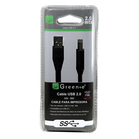 Green E - Cable Impresora Usb B / 2 Metros