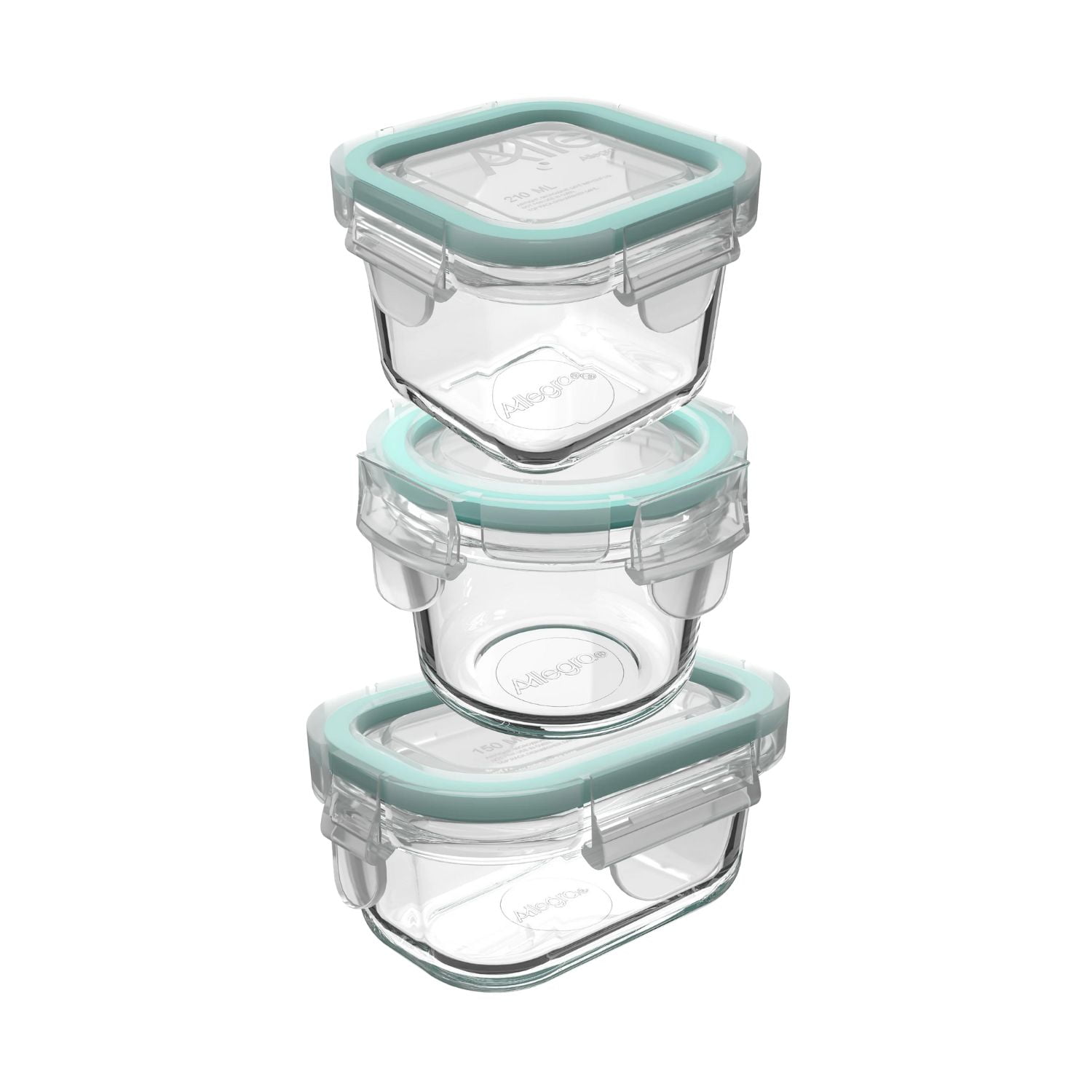 Set 3 Contenedores Hermeticos Allegra Recipiente De Vidrio