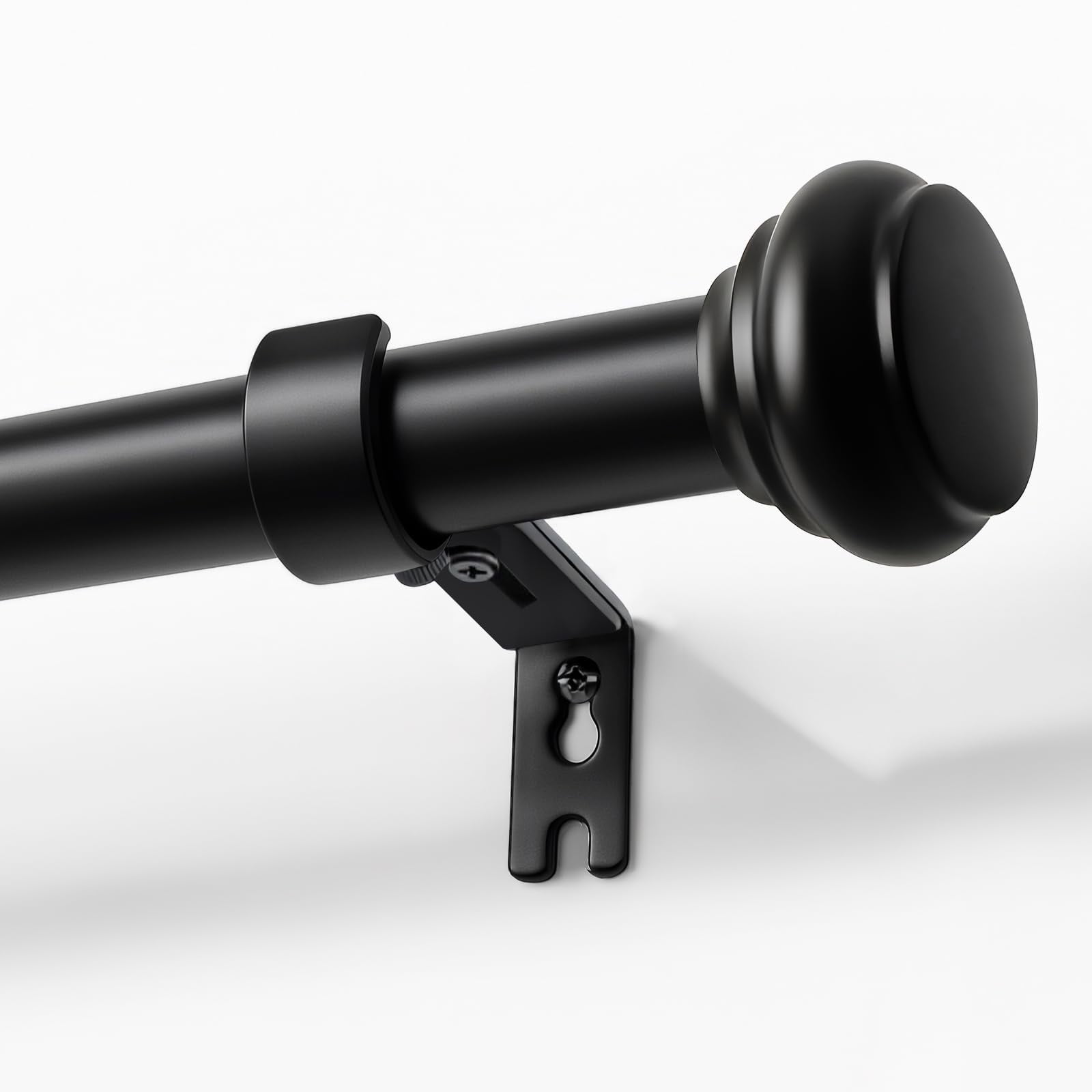 Barra De Cortina Joydeco Negra Ajustable De 81 A 224 Cm Con Remates De Resina