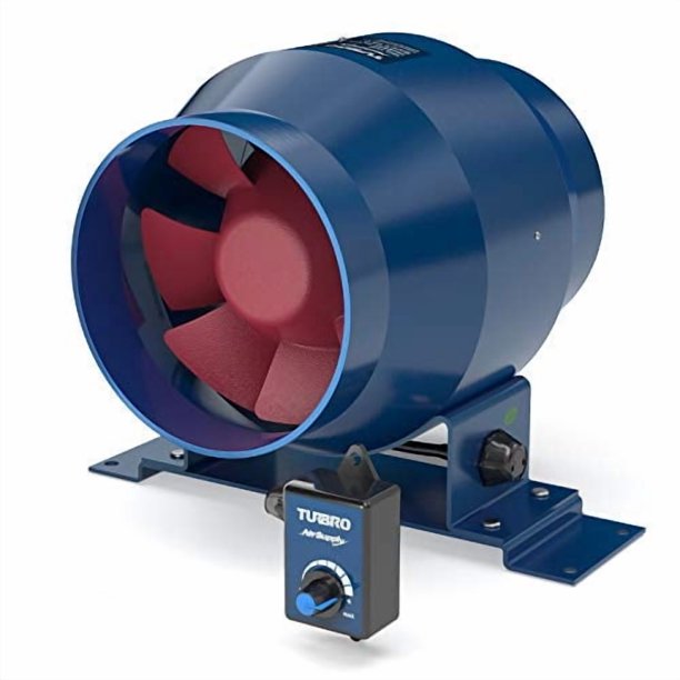 Turbro AirSupply ES4, ventilador de conducto en línea de 4 pulgadas con carcasa de metal macizo, ven