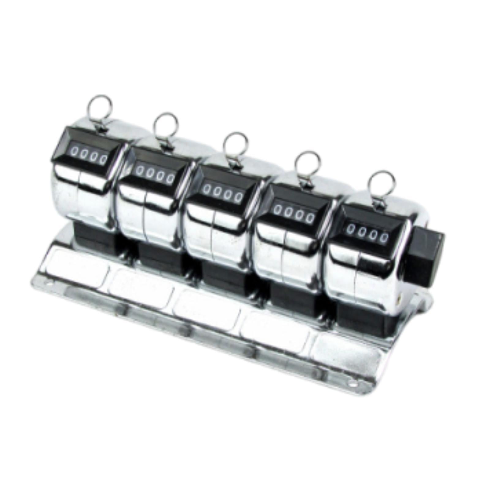 Magideal - Contador Manual De Números Mecánicos De Cuatro Dígitos De Acero Inoxidable Reiniciable Con Base De Montaje Adecuado Para Eventos De Oficina Y Deportis 5 Unidades