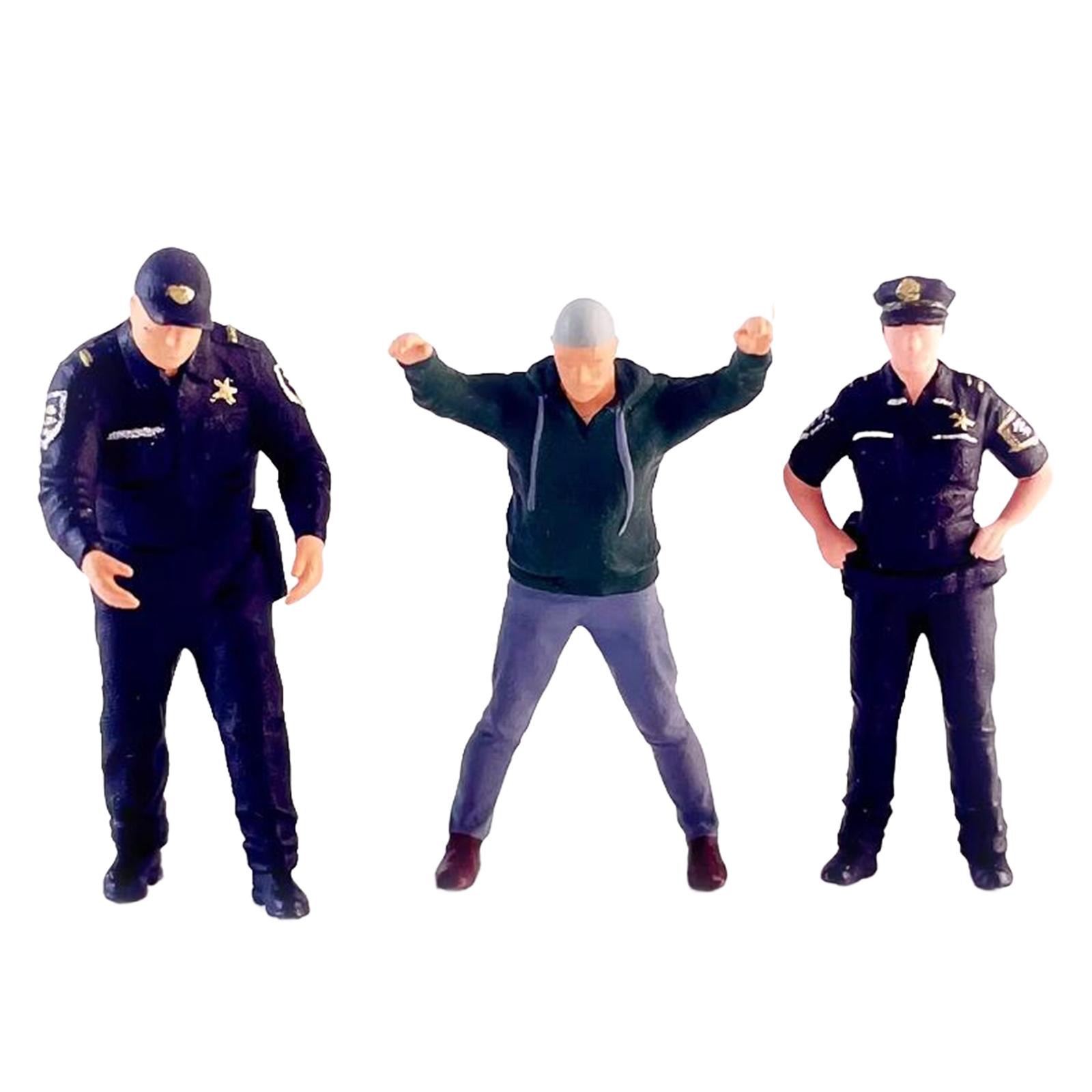 Bothyi - 3 Piezas 1/64 Figuras De Policías Y Ladrones Modelo S Calibre Diorama Decoración De Paisajes