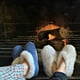 thumbnail image 3 of Pantufla de lana natural y reno azúl, 3 of 3