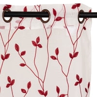 Masel - Set 2 Cortinas Velo Bordado Teresita 1.40 X 2.25 Rojo