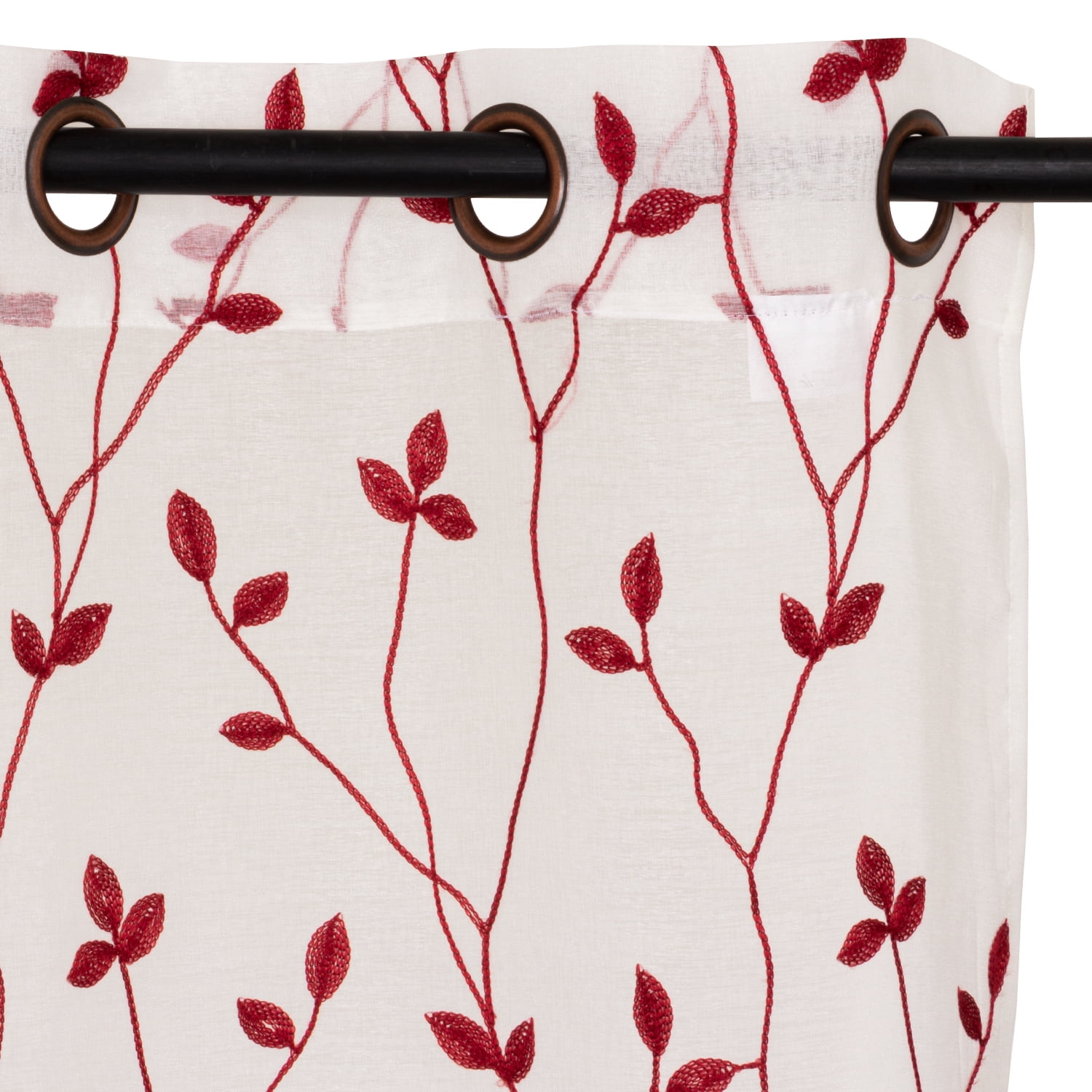 Masel - Set 2 Cortinas Velo Bordado Teresita 1.40 X 2.25 Rojo