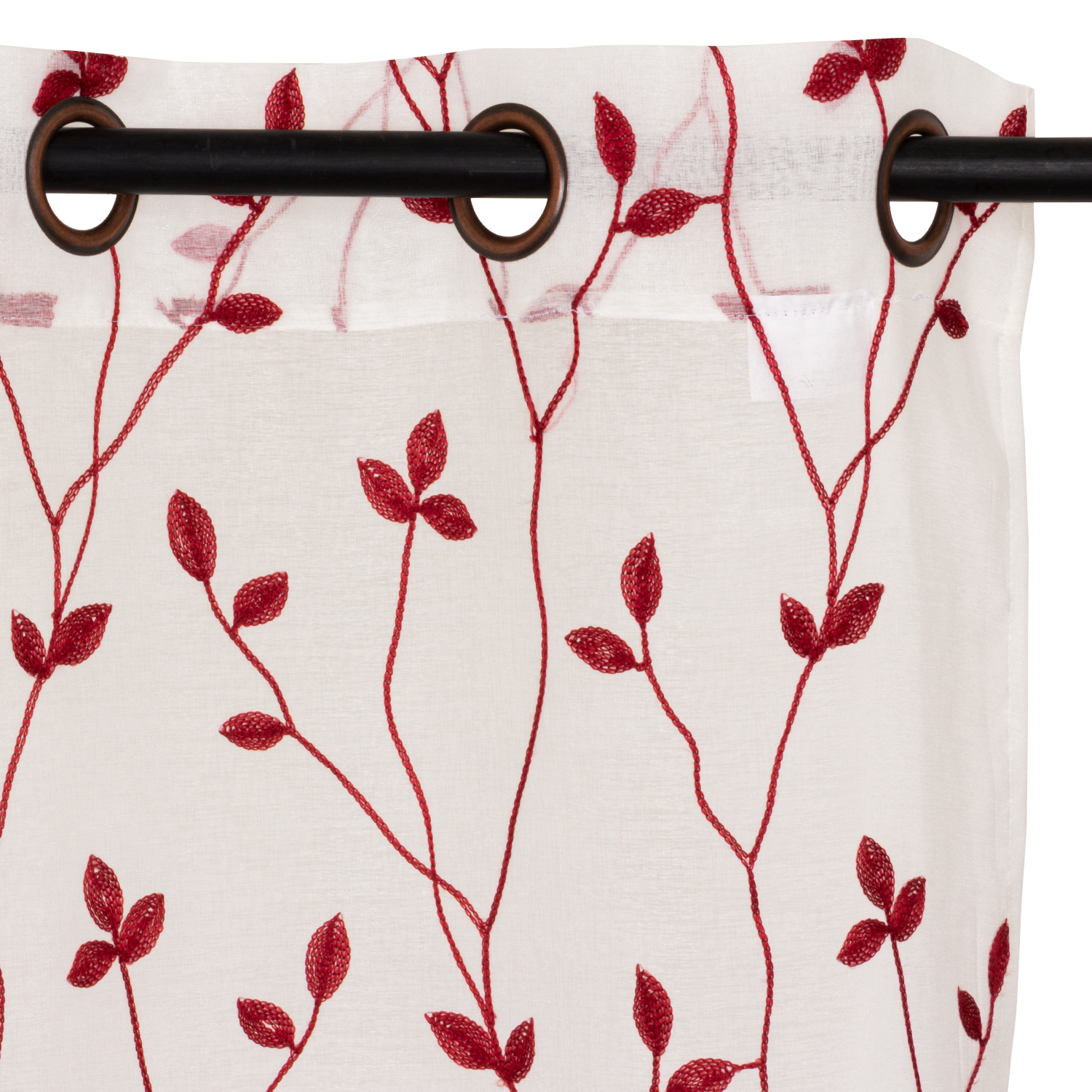 Masel - Set 2 Cortinas Velo Bordado Teresita 1.40 X 2.25 Rojo