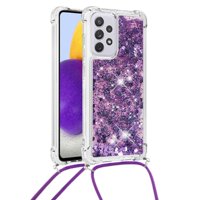Funda Foxdock Para Samsung Galaxy A73 5G Con Cuerda Ajustable, Brillo Líquido, Protección Antigolpes Y Lente – Ideal Para Regalo
