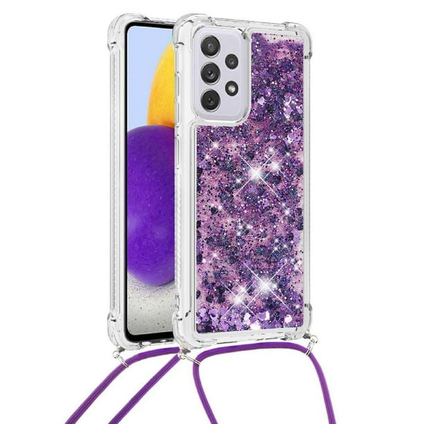 Funda FOXDOCK para Samsung Galaxy A73 5G con Cuerda Ajustable, Brillo Líquido, Protección Antigolpes y Lente – Ideal para Regalo