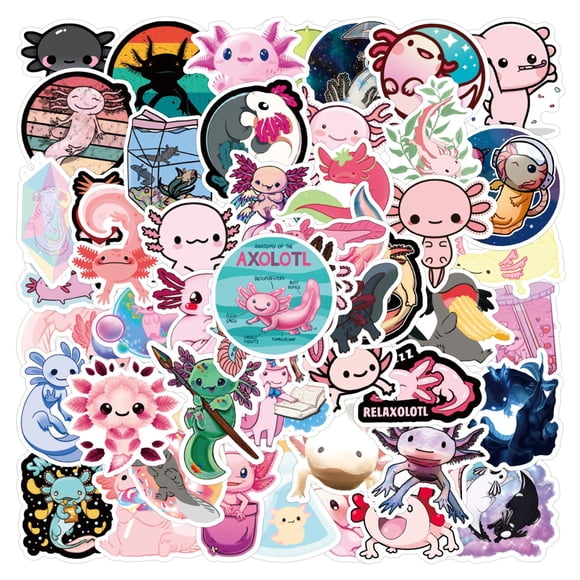 Sticker Kechup Axolotl 50 piezas impermeables de vinilo, lindos