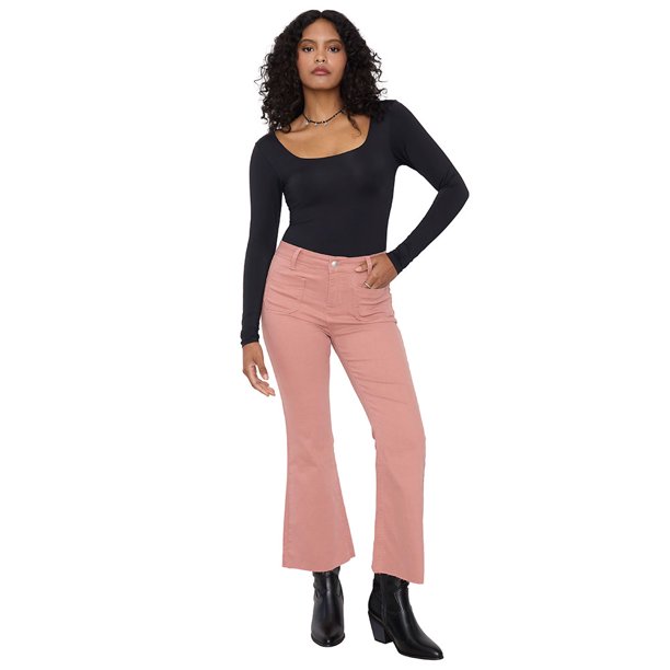 Jeans Mujer Flare Bolsillos Terracota Corona