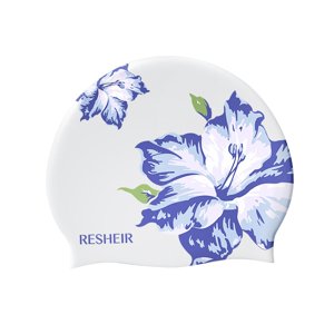 Magideal - Gorro De Natación De Silicona, Gorro De Natación Cómodo, Gorro De Natación Suave Antideslizante Estampado, Gorro De Baño Para Competición, Navegación, Lirio Blanco