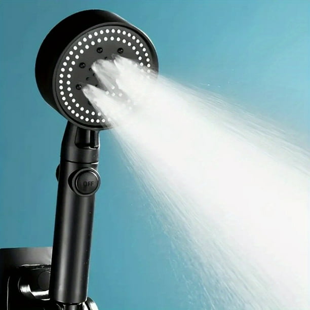 1pc Adjustable Shower Head, Multi Functional High Pressure Shower Head With 5 Modes, 360° Adjustable Detachable Shower Head With Pause Switch, Bathroom Accessories
