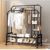 Mundo Shopping - Perchero Metálico 58 Kilos Doble Barra Closet Exhibición Color Negro