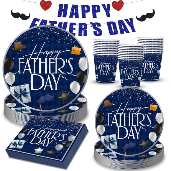 Set De 25 Platos Y Servilletas Kakan Para El Día Del Padre Para Decoración De Fiesta