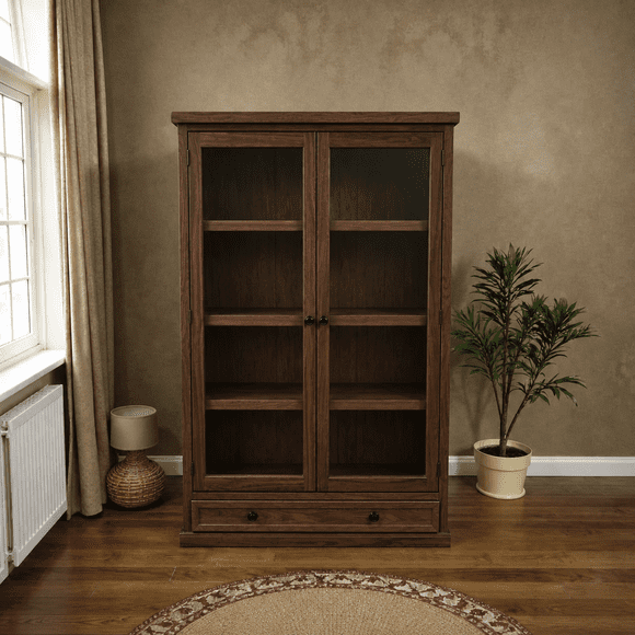 Vitrina "Horizon" de Madera Natural Vitrina Gran Formato - Café - 120x35x180 cm