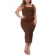 thumbnail image 1 of Agnes Orinda Trajes de Halloween Vestido de Mujer Tallas Grandes Verano Sin Mangas Cuello Cuadrado Ajustado Cóctel Vestido de Tirantes 2X Marrón, 1 of 8