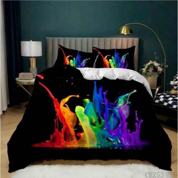 Painted Graffiti Quilt Duvet Cover Set Bedspread Home Textiles Double3-Piece Bedding Set