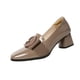 thumbnail image 1 of Zapatos De Tacón Grueso Bajo Para Mujer Punta Cuadrada De Moda Para Fiesta De Boda De Ocio 40 Caqui., 1 of 3
