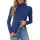 thumbnail image 1 of INSPIRE CHIC Camiseta de Mujer de Cuello Alto de Manga Larga, Viscosa Suave, Ajuste Ceñido, Básica, Elástica, para Capas, Pequeña, Azul Denim, 1 of 6