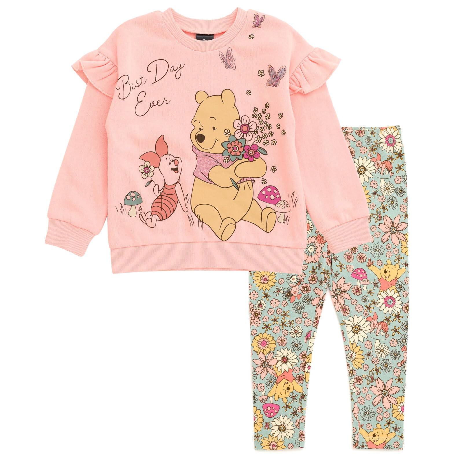 Conjunto De Sudadera Y Leggings Para Niñas Pequeñas De Disney Winnie The Pooh Y Piglet