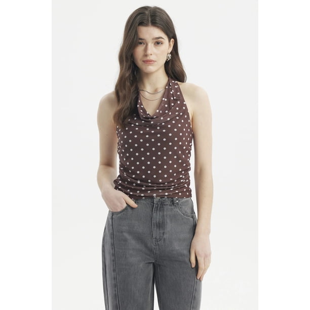 Polera Mujer Ajustado Halter Café Oscuro
