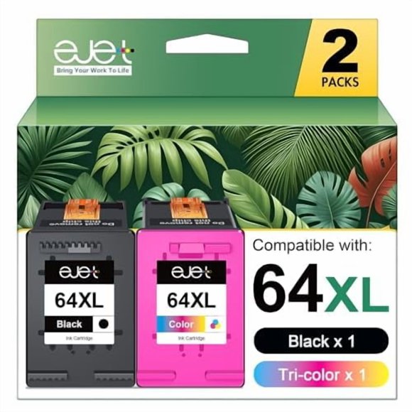 Cartucho de tinta Ejet 64XL negro y color para HP Envy Photo
