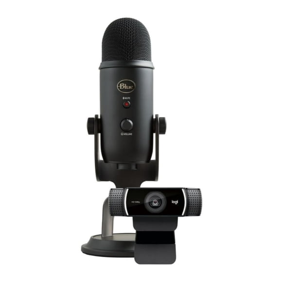 Micrófono USB Logitech Blue Yeti Blackout con C922 Pro Stream