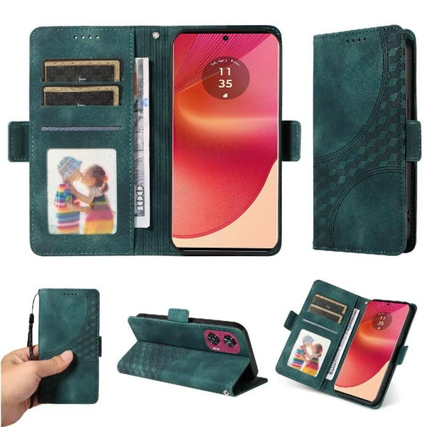 Carcasa FOXDOCK Motorola Edge 50 Fusion de cuero PU, diseño acolchado clásico, protección contra caídas y rayones