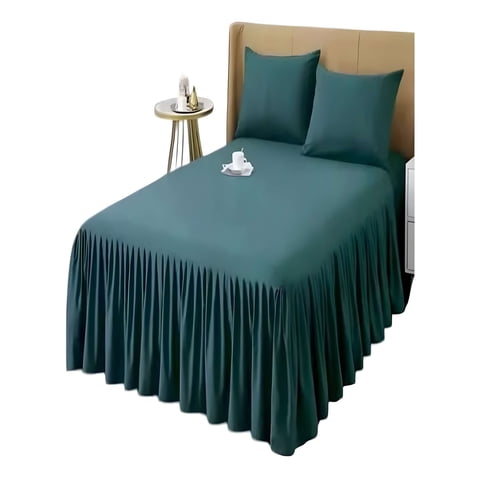 Genérico - Faldon De Cama Sin Funda 2 Plazas Verde