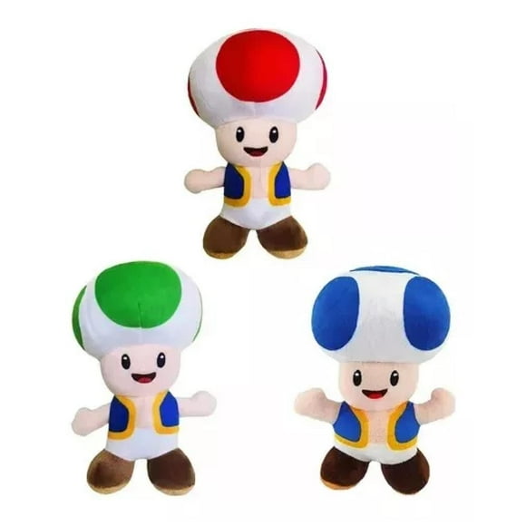 Juguete Pack 3 Peluches Honguito 20cm Mario Bros Infantil