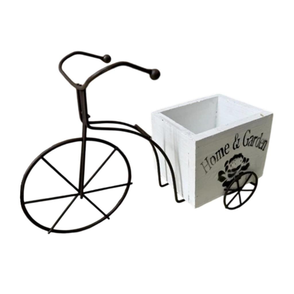 Ioensy - Maceta Decorativa Para Bicicleta, Macetero De Madera Para Estante, Jardín, Oficina, Color Blanco