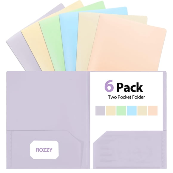 Carpeta de archivo ROZZBY de 2 bolsillos, paquete de 6 multicolor