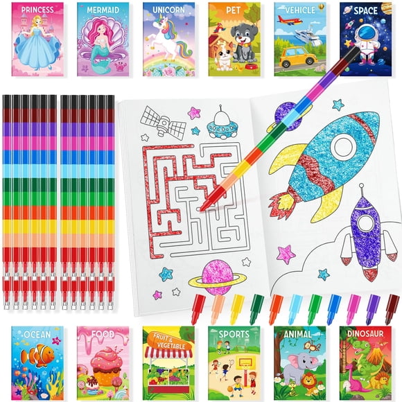 Libros para colorear Ben Louis para niños con 24 crayones apilables
