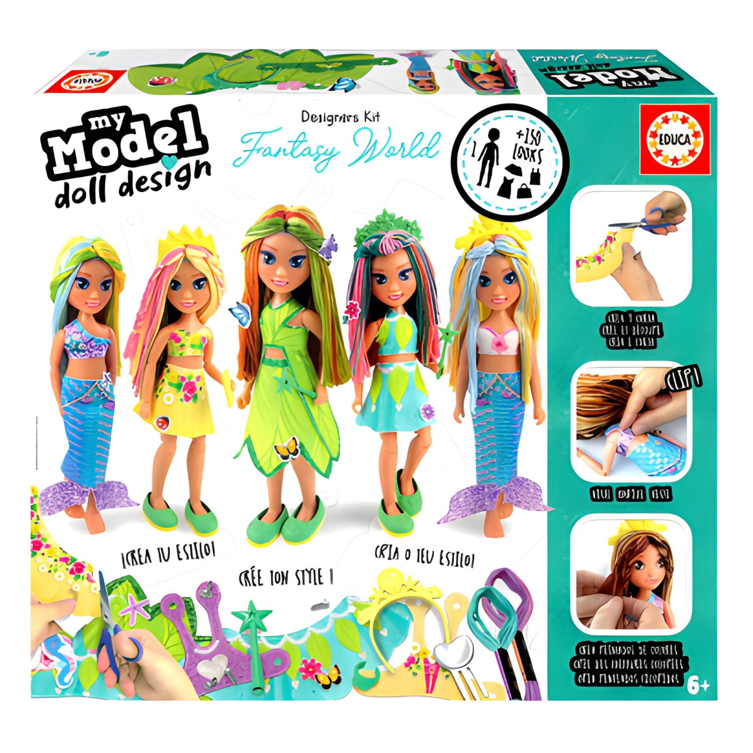 Educa - Muñeca Fantasy World Diseña Moda +150 Looks Magicos - Ps