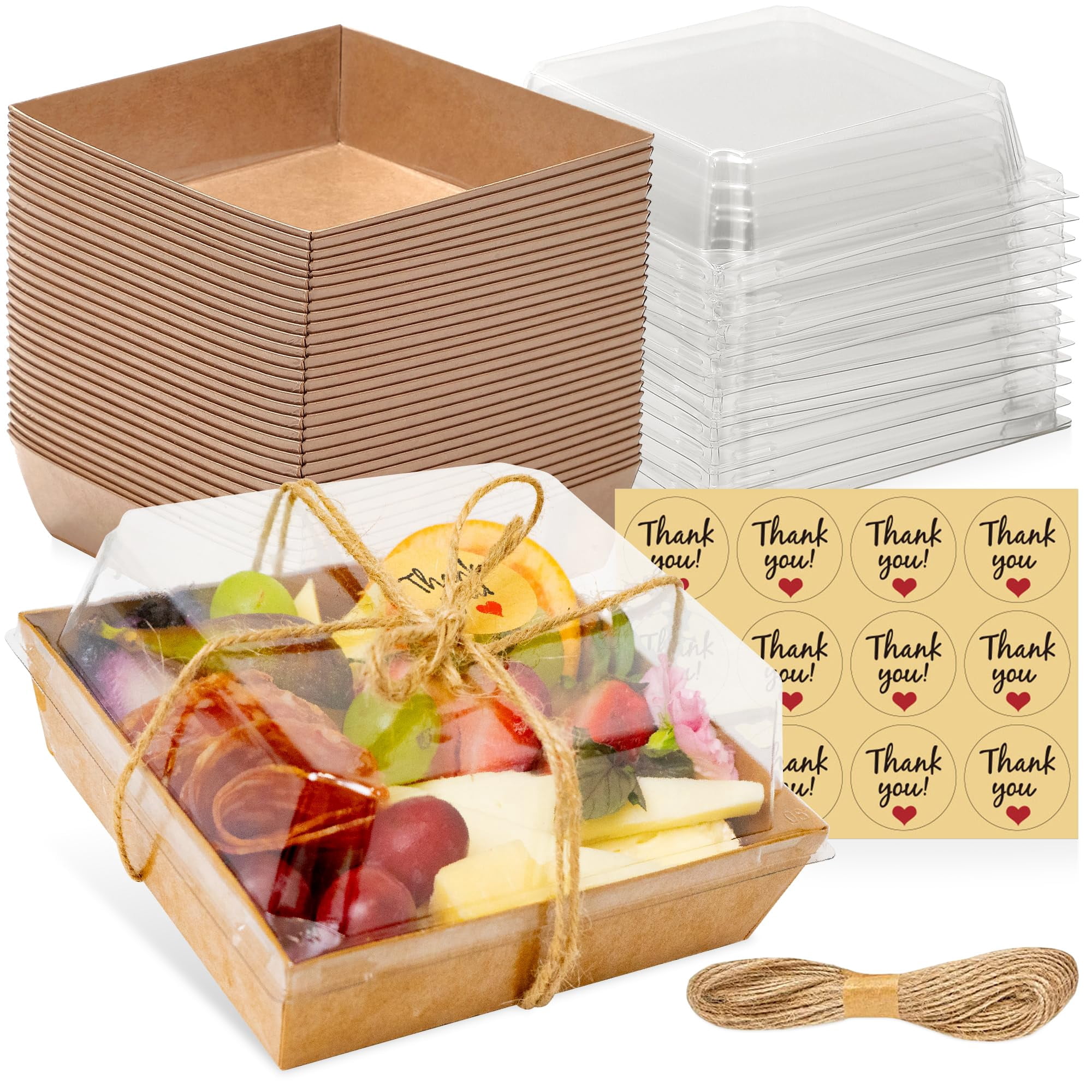 Cajas De Charcutería Leafiew, Paquete De 50 Unidades, Pequeñas, Con Tapas Transparentes De 5 Cm