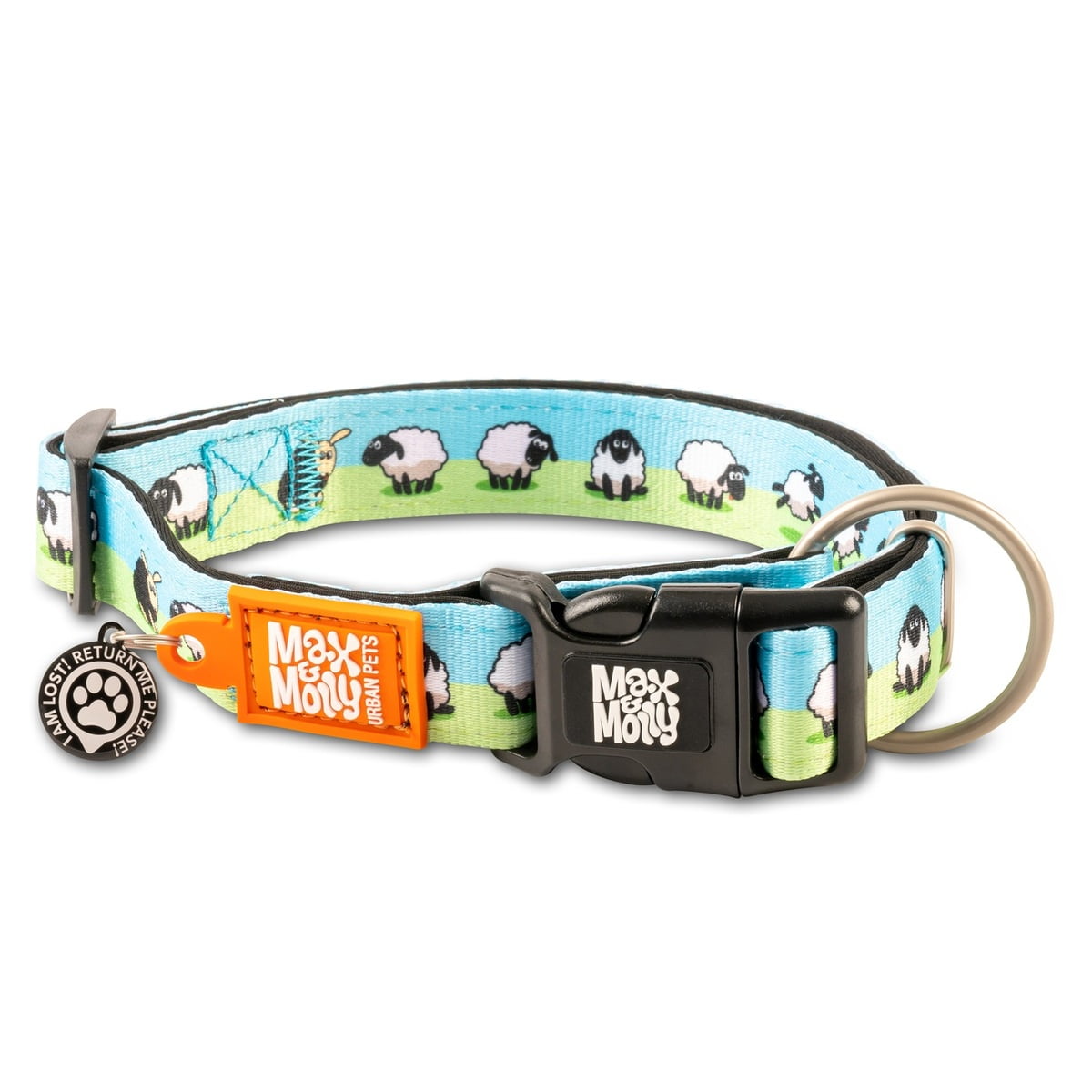 Max & Molly - Collar Para Perros Talla M Ajustable Diseño Ovejas