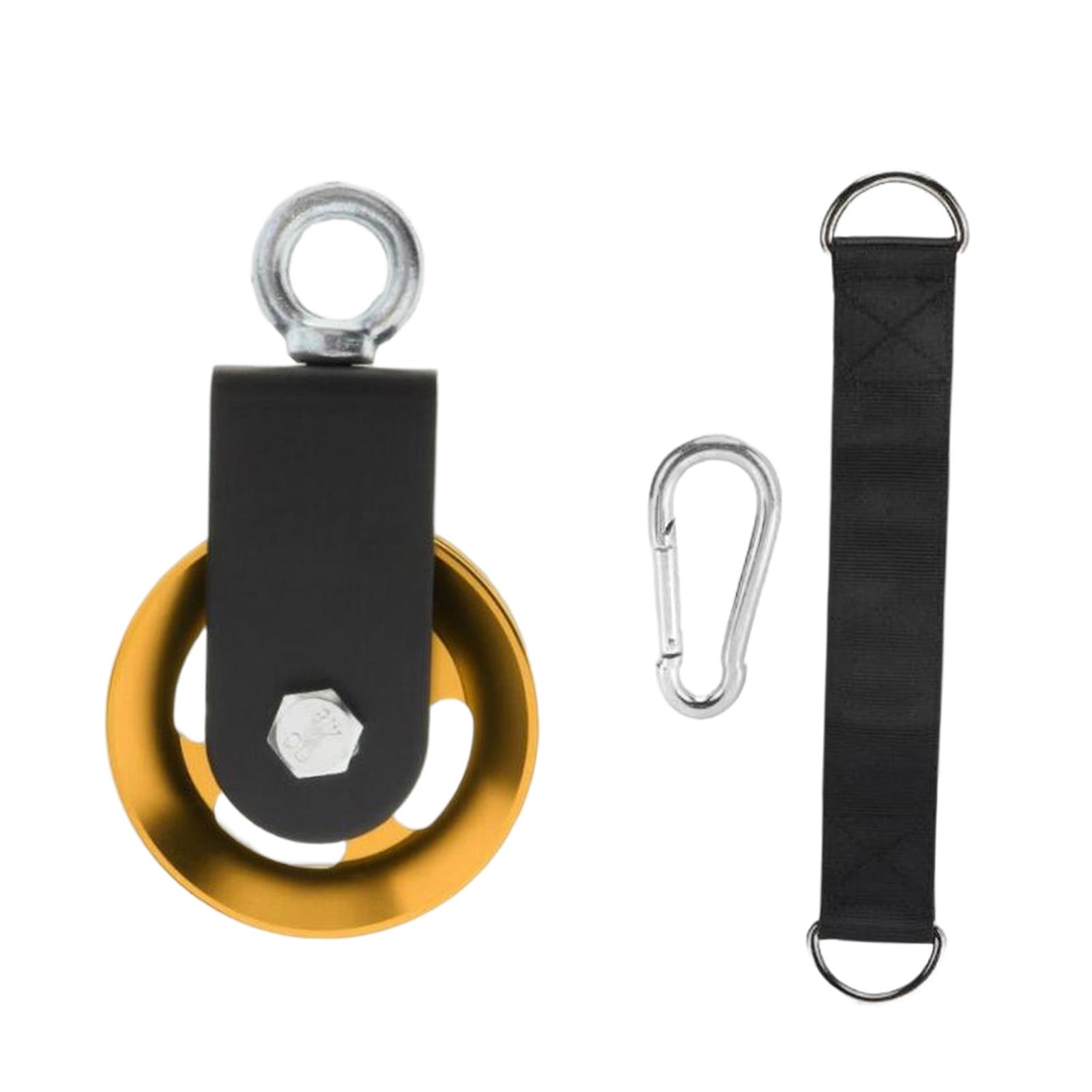 Ioensy - Polea De Cable Con Correas Para Colgar Y Mosquetón Polea Silenciosa Para Elevador De Escalera Oro 157X95Mm