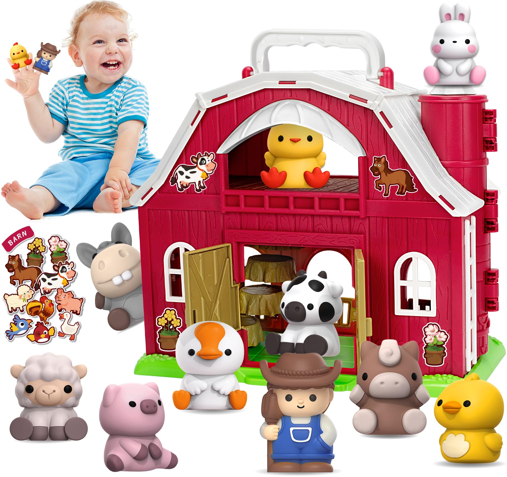 Juguete Aigybobo De Farm Animals Big Barn Para 1 A 3 Años Con Figuras