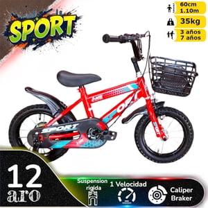 Vipnetwork - Bicicleta Aro 12 Infantil Sport Roja