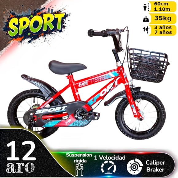 Bicicleta Aro 12 Infantil Sport Roja