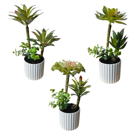 Mobii - Mini Suculentas Decorativas Artificiales Con Macetero 3 Uni.